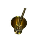 هاون برنجی پایه دار طلایی - Image 2