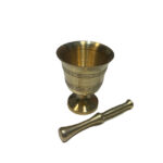 هاون برنجی پایه دار طلایی - Image 3